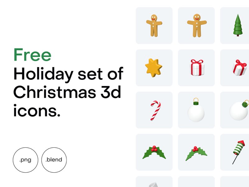 27个圣诞节3D图标icon .png .blend素材