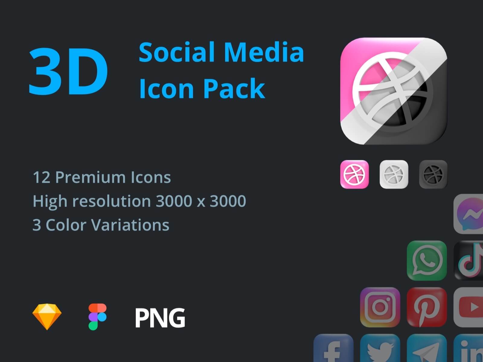 3款36个常见社交媒体网站logo 图标icon .sketch .fig .png素材