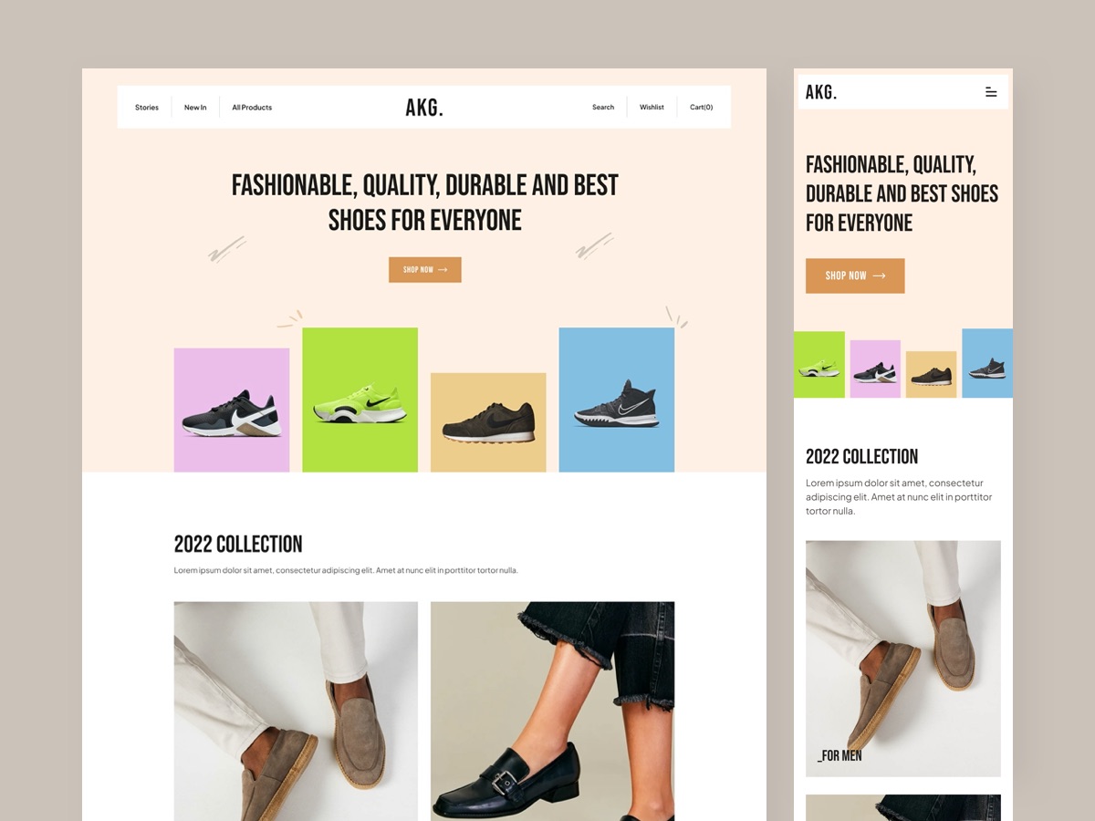 响应式时尚鞋类服饰电商WEB UI界面设计 .fig素材