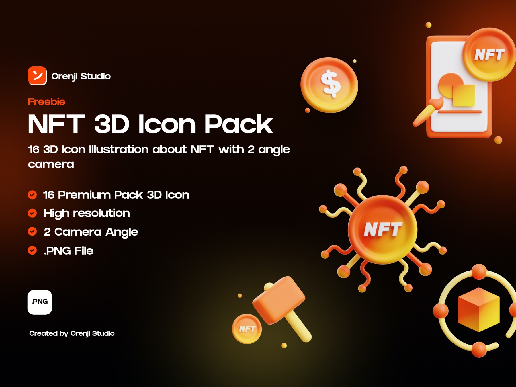 16个多角度NFT 3D图标icon .png素材