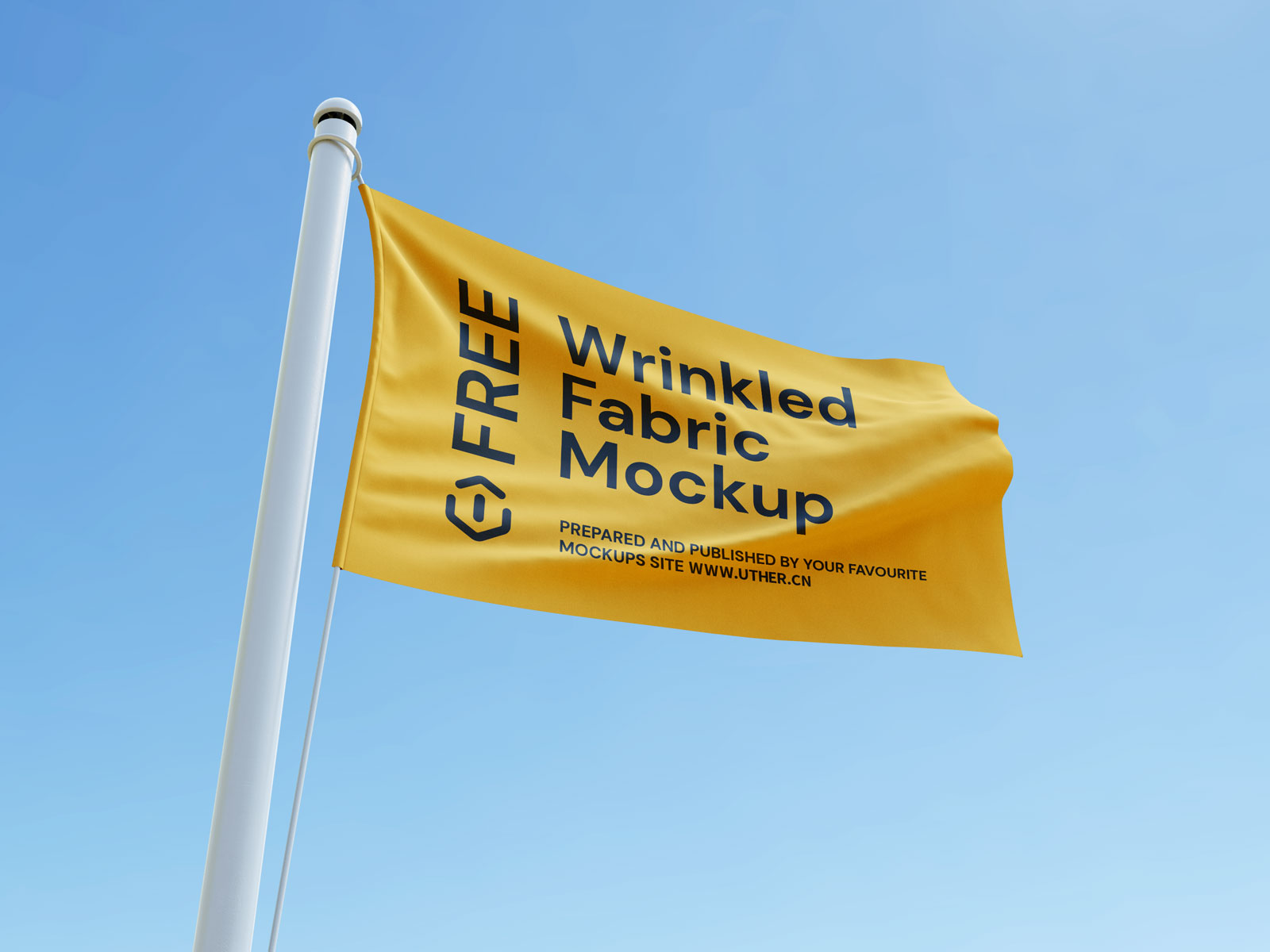 空中飘扬的旗帜样机模型Mockup .psd素材