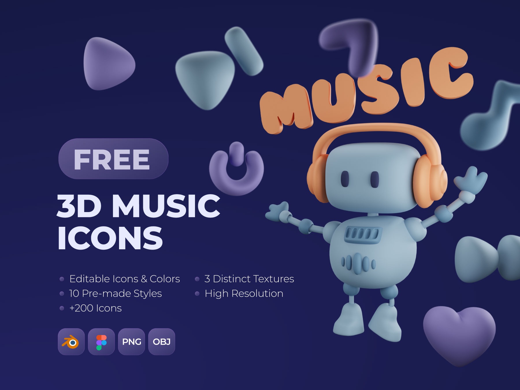 22个音乐类3D图标icon .fig .blend .obj .png素材