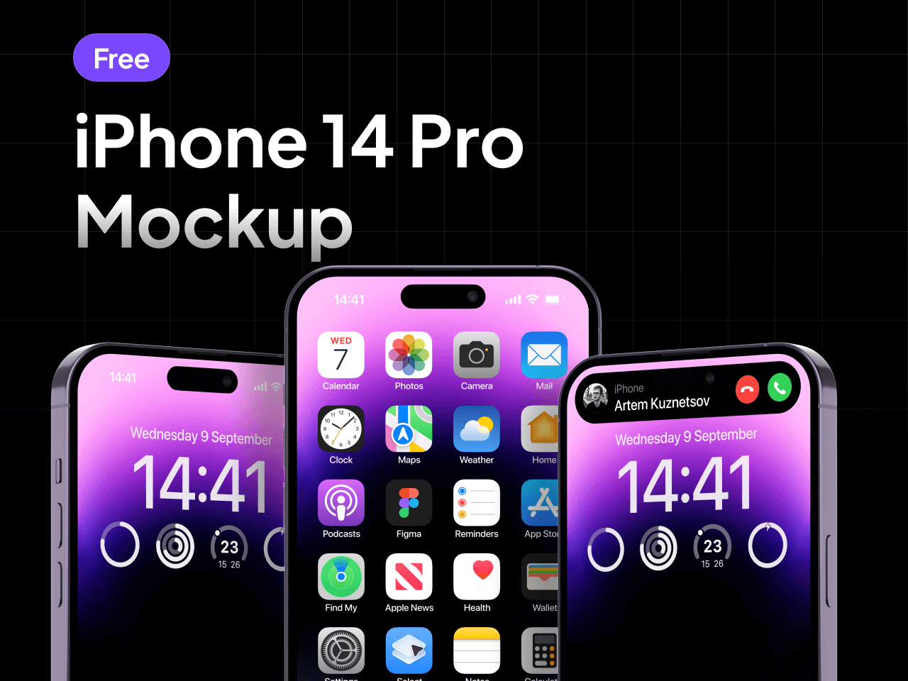 iphone 14 pro三个角度样机模型mockup .fig素材