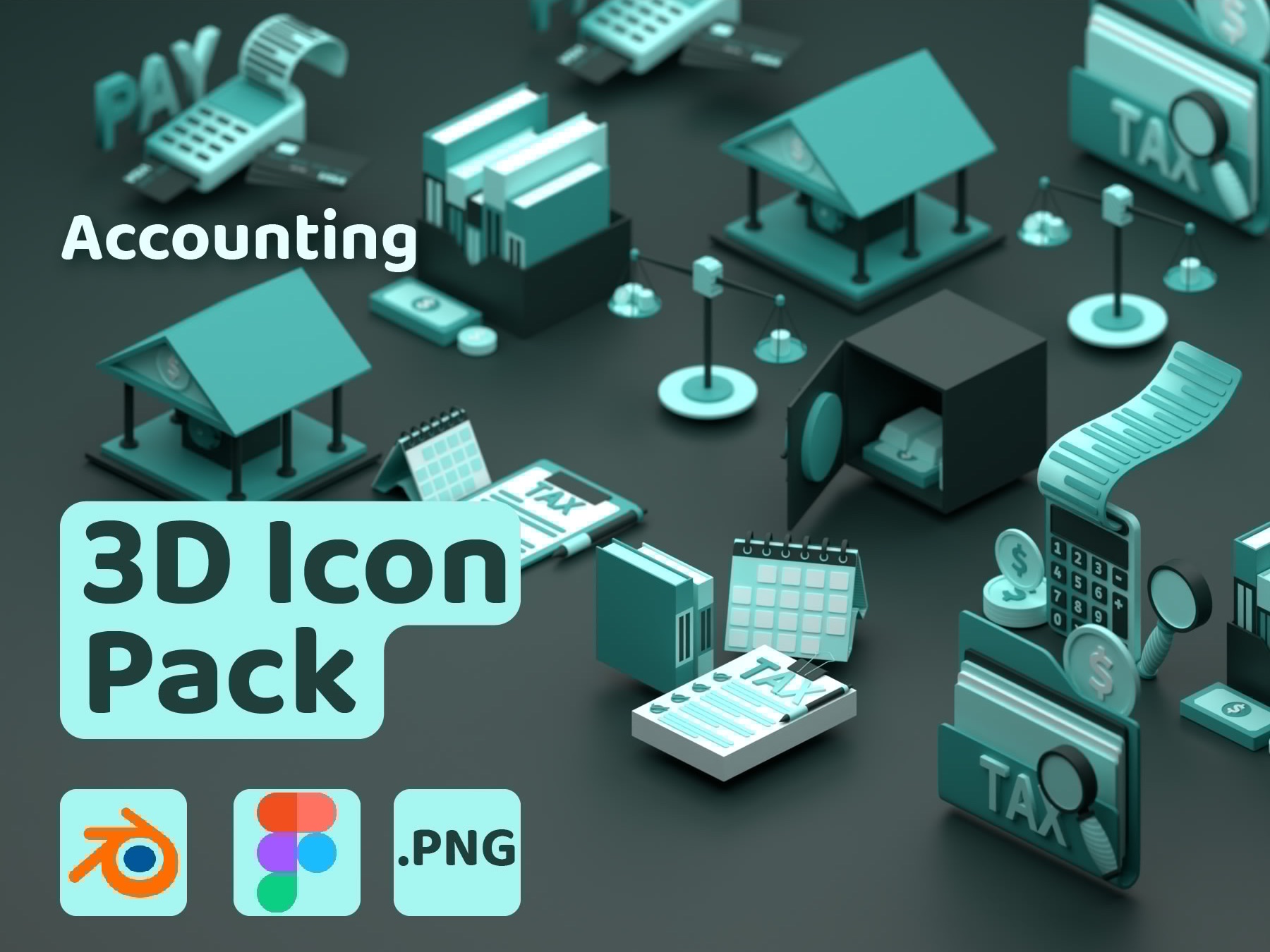 9款高质量财务金融支付记账3D图标icon .ai .fig .png .blend素材