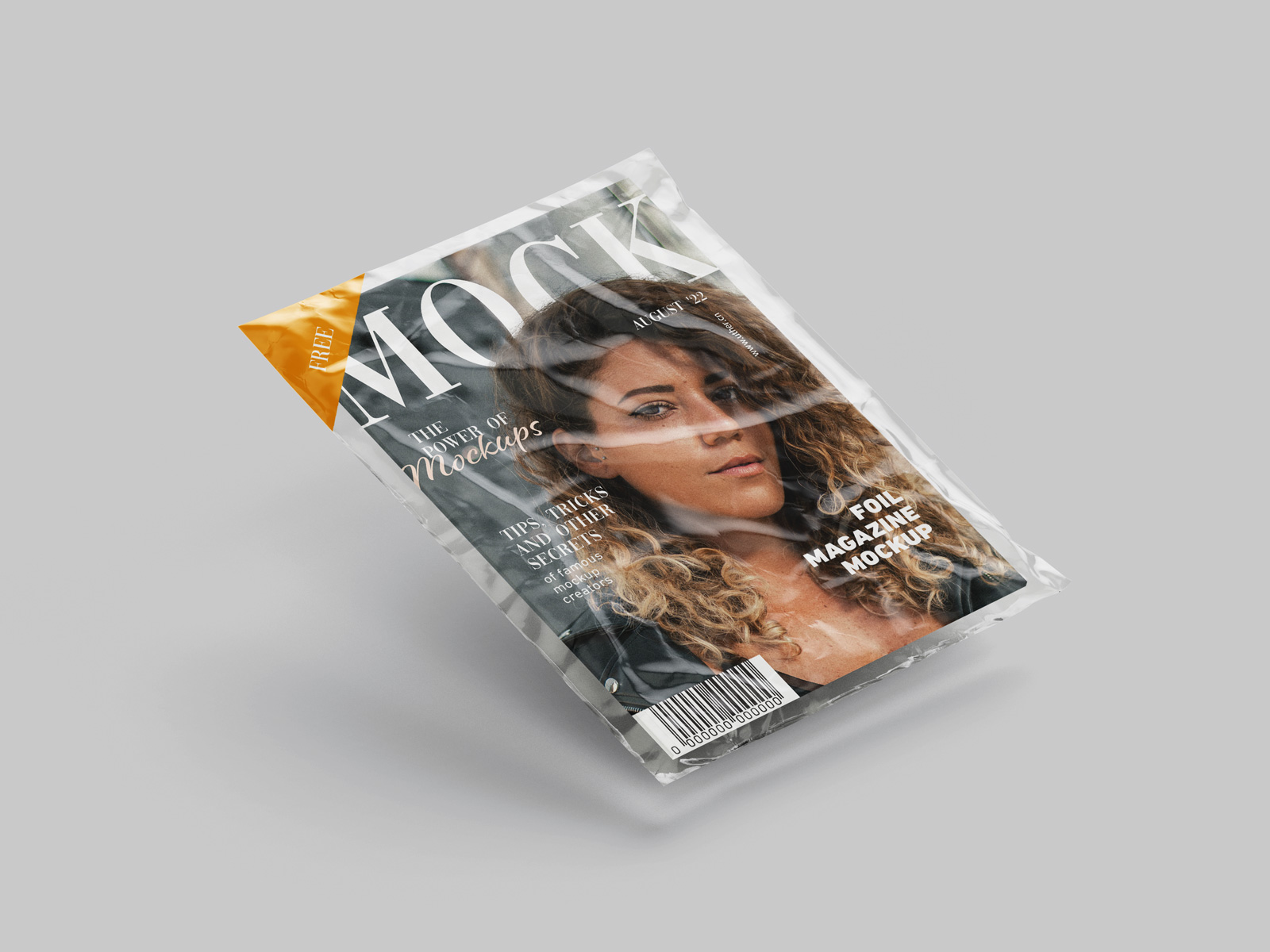 带塑料包装的悬浮杂志样机模型Magazine Mockup .psd素材
