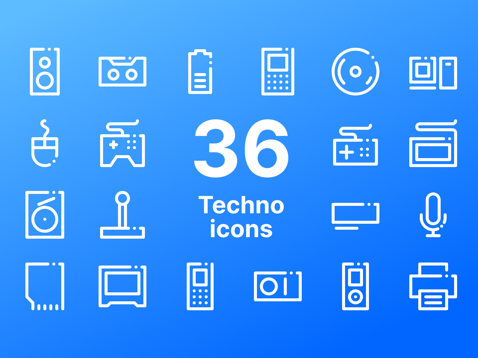 36款电子产品技术设备单色线性图标icon .fig素材