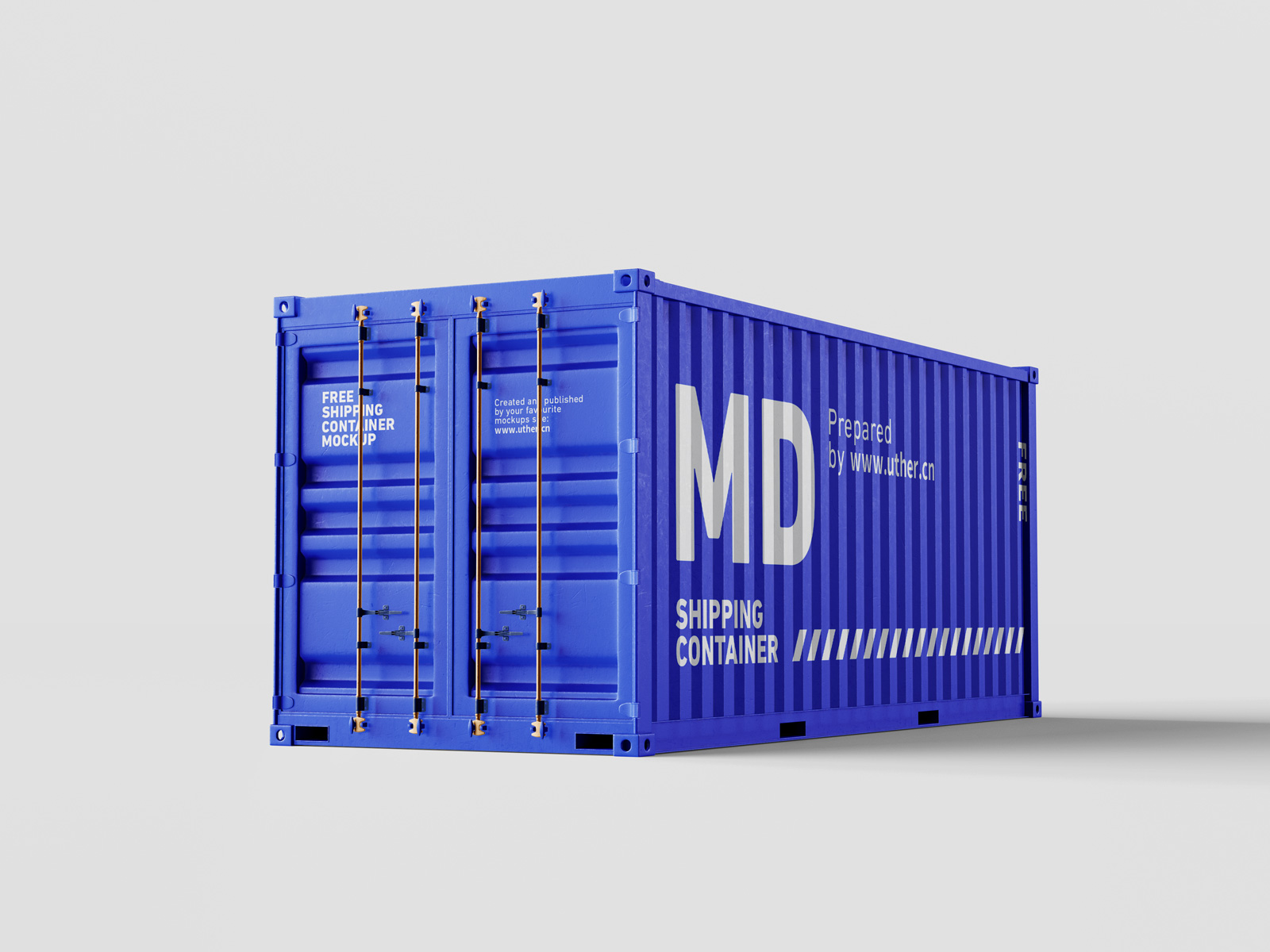 高质量侧面运输集装箱样机模型container mockup .psd素材