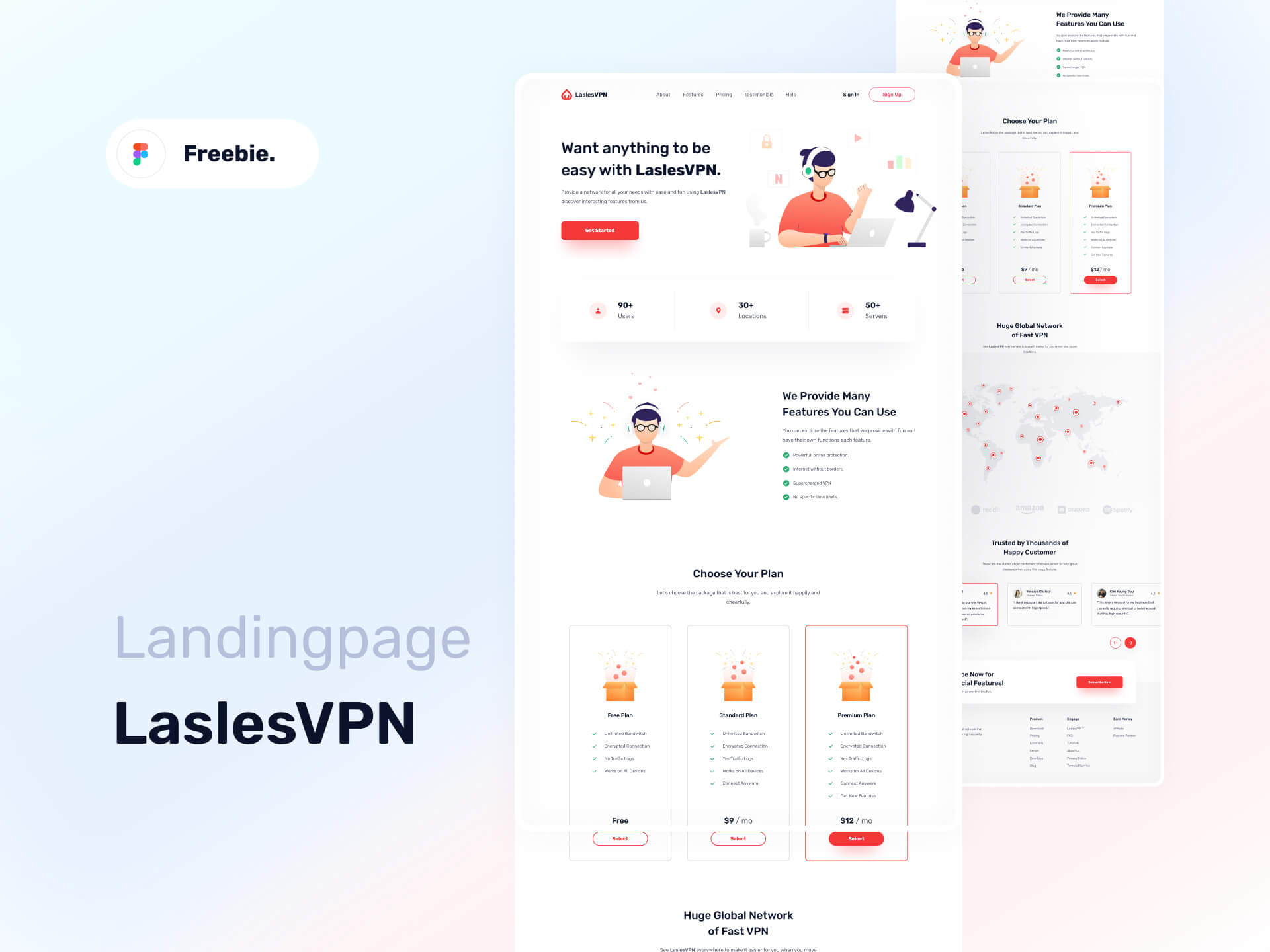 简约大气VPN产品官网落地页Landing Page WEB UI界面设计 .fig素材
