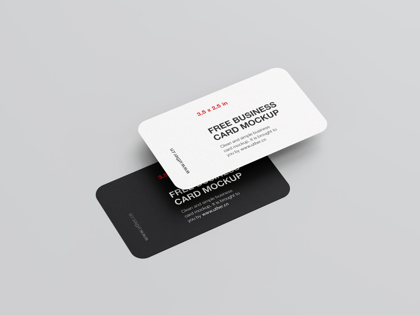 简约黑白圆角商业名片卡片psd展示样机模型Business Card Mockup