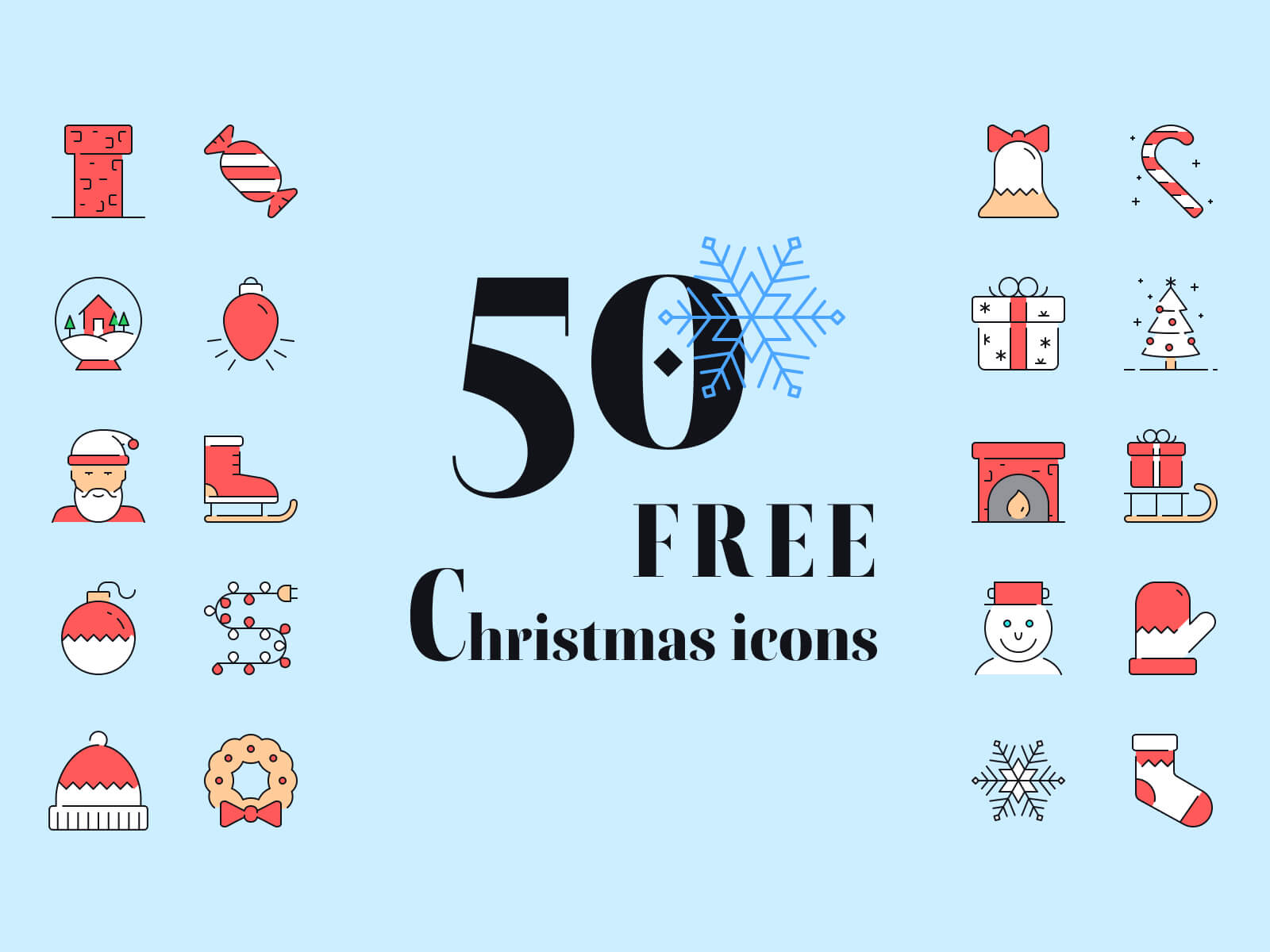 50款圣诞节单色多色线性面性图标icon .fig素材