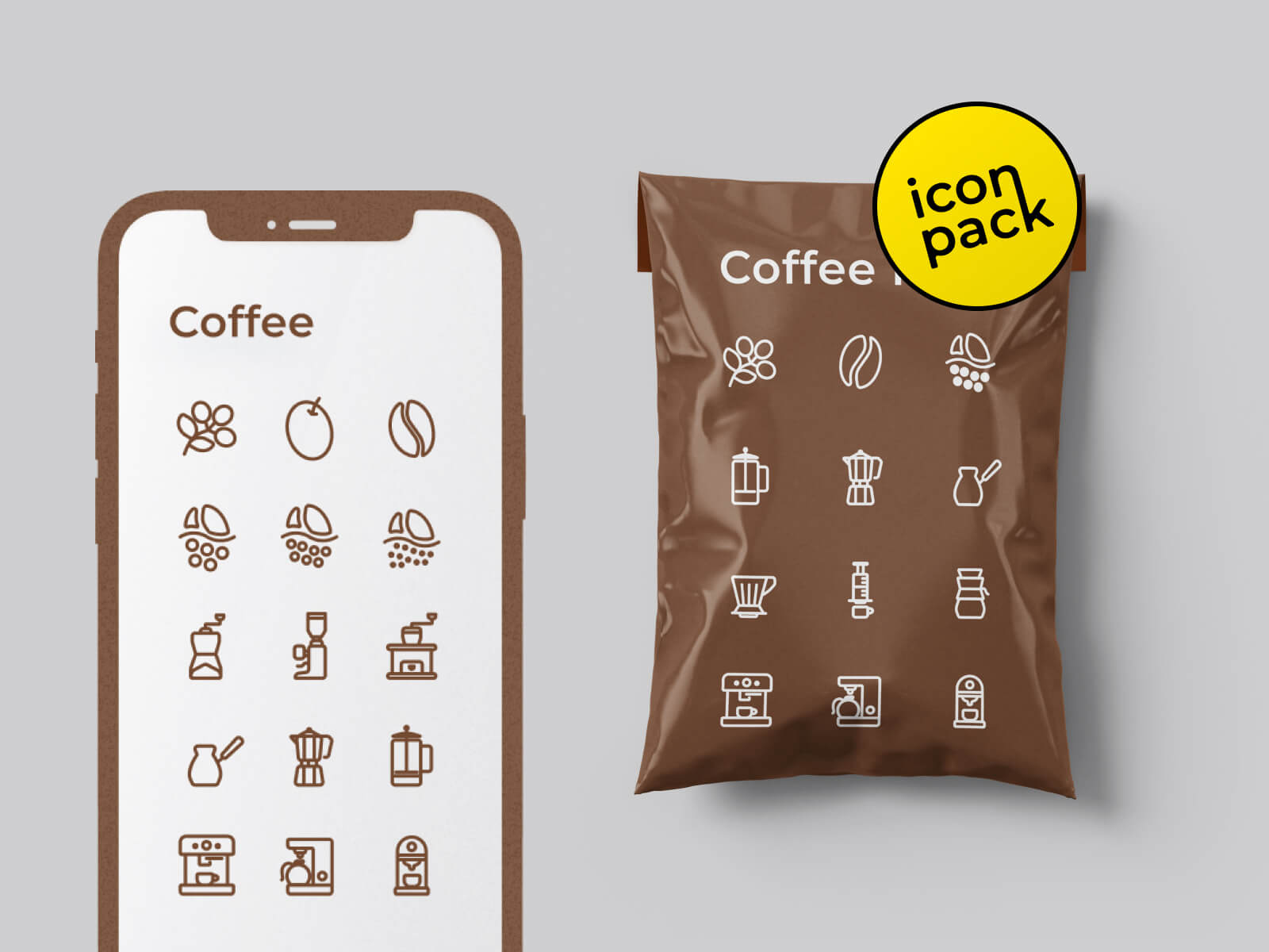 咖啡类多色单色线性面性图标icon .fig素材