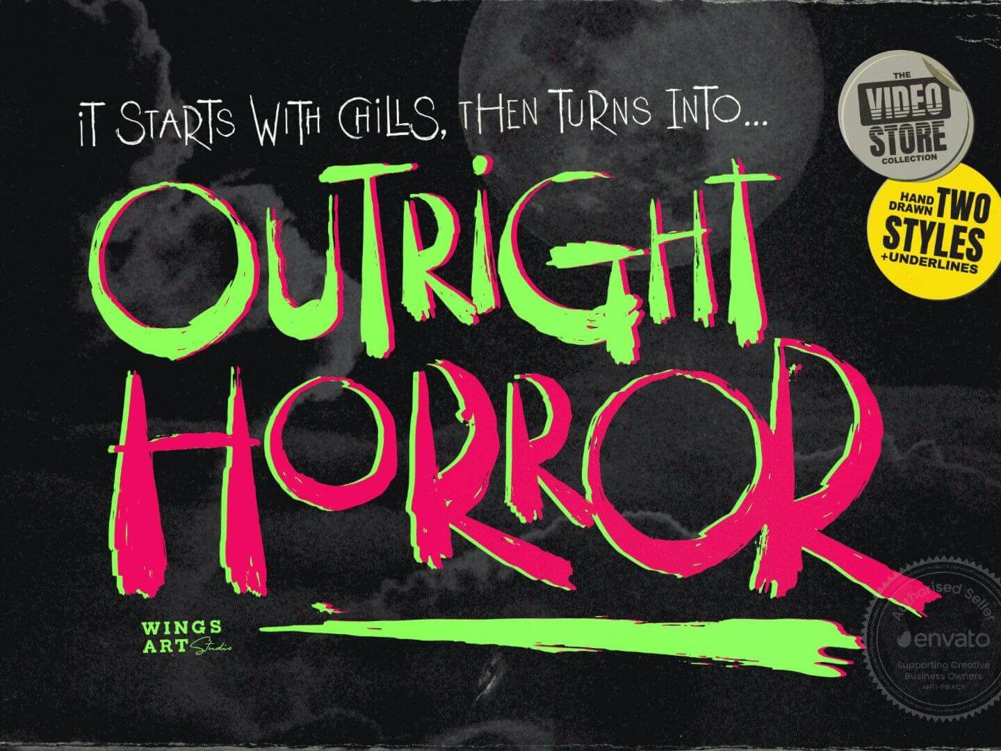 一款复古惊悚搞怪刮痕风格字体：Outright Horror