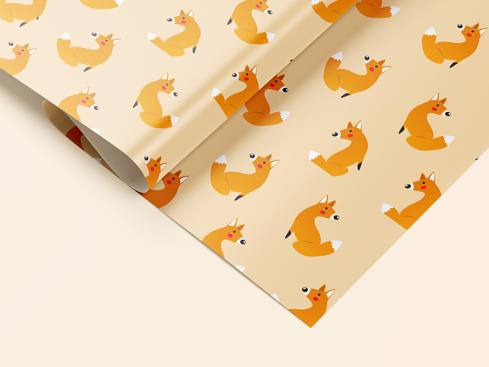 高质量卷曲的礼品包装纸样机模型wrapping paper mockup .psd素材