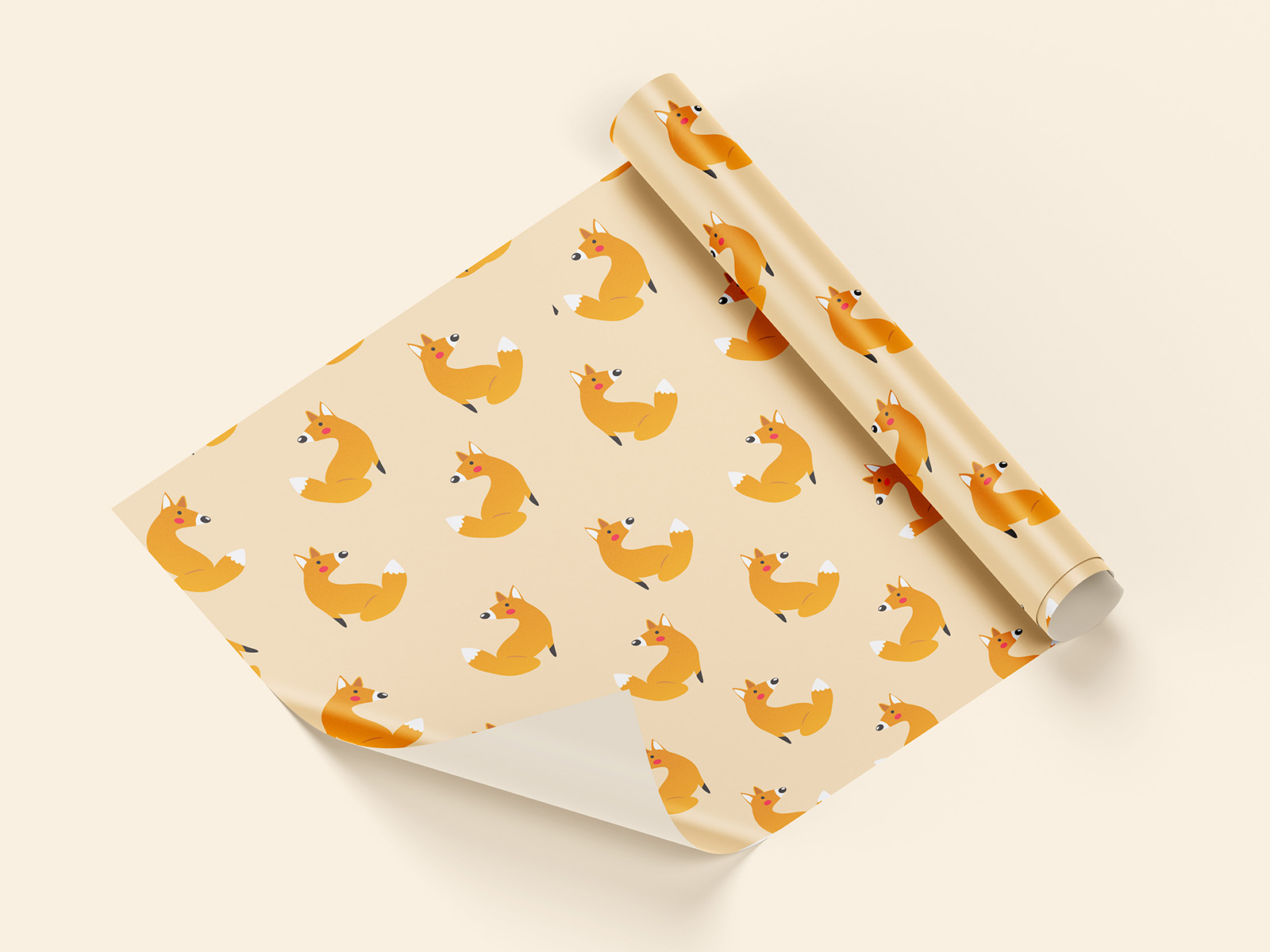 高质量卷筒状礼品包装纸样机模型wrapping paper mockup .psd素材