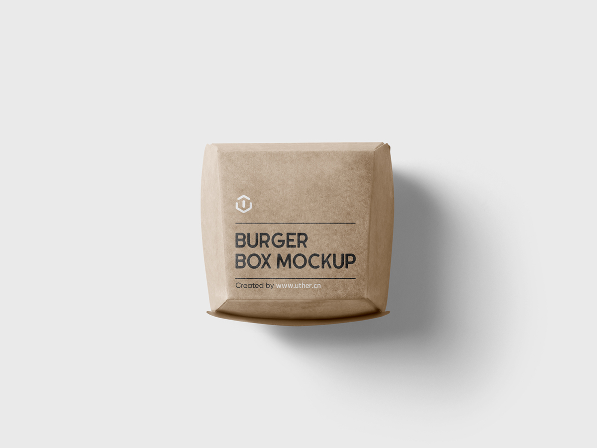 高质量汉堡美食包装盒样机模型Burger Box Mockup .psd素材