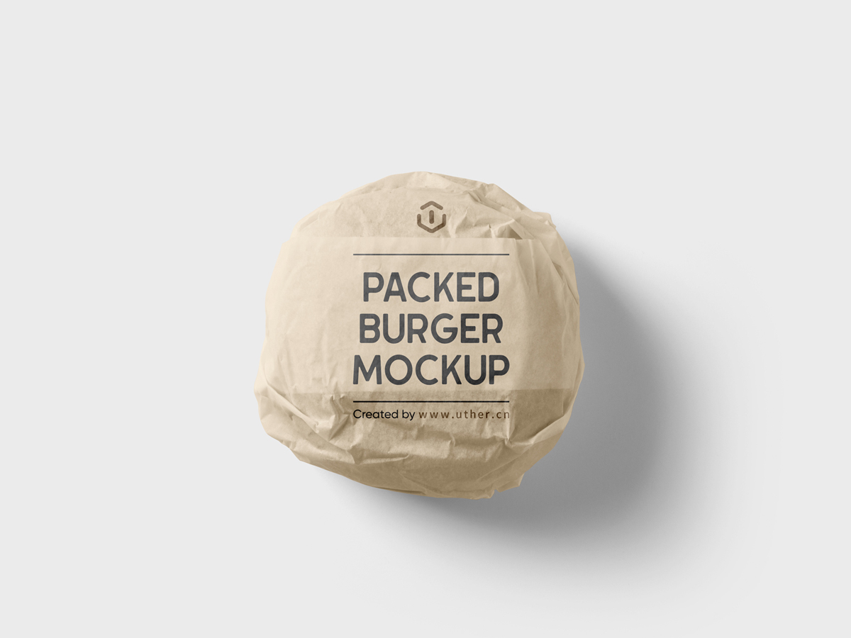 高质量汉堡美食包装纸样机模型Packed Burger Mockup .psd素材