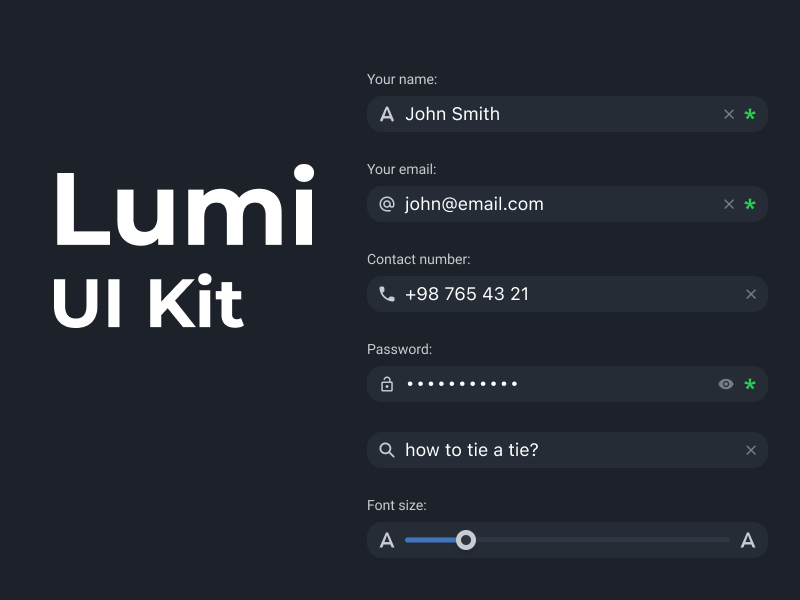 暗色系Lumi UI Kit 深色表单组件.fig素材