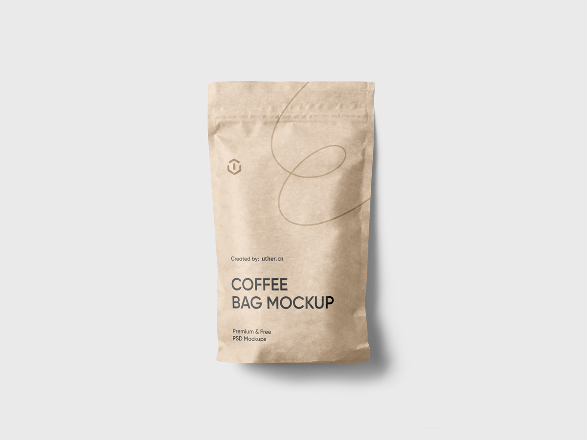 高质量牛皮纸咖啡袋样机模型Paper Coffee Bag Mockup .psd素材