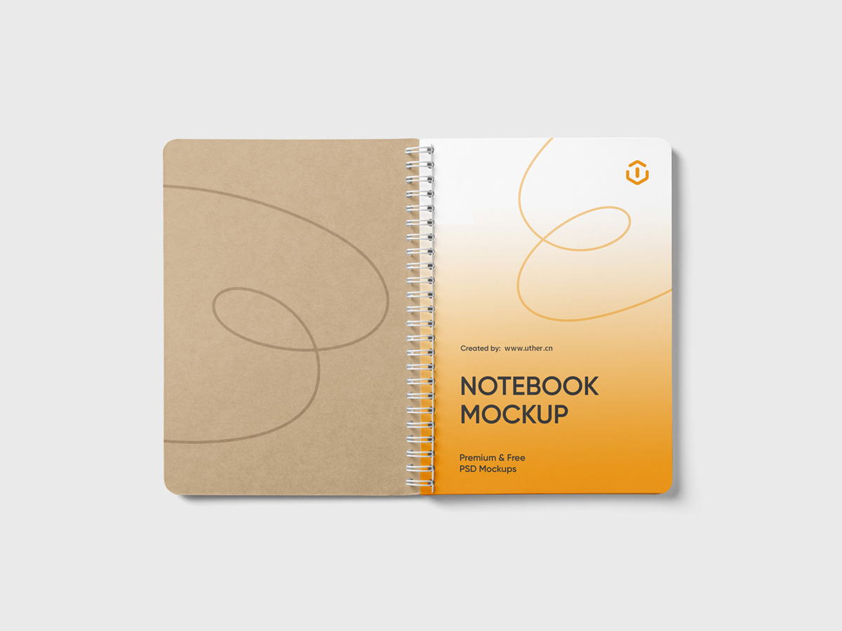 打开的笔记本记事本样机模型Notebook Mockup .psd素材