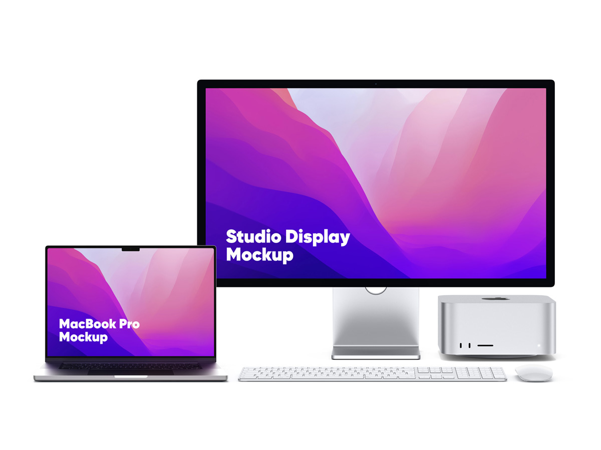苹果Apple MacBook&Studio Display显示器样机模型Mockup .psd素材