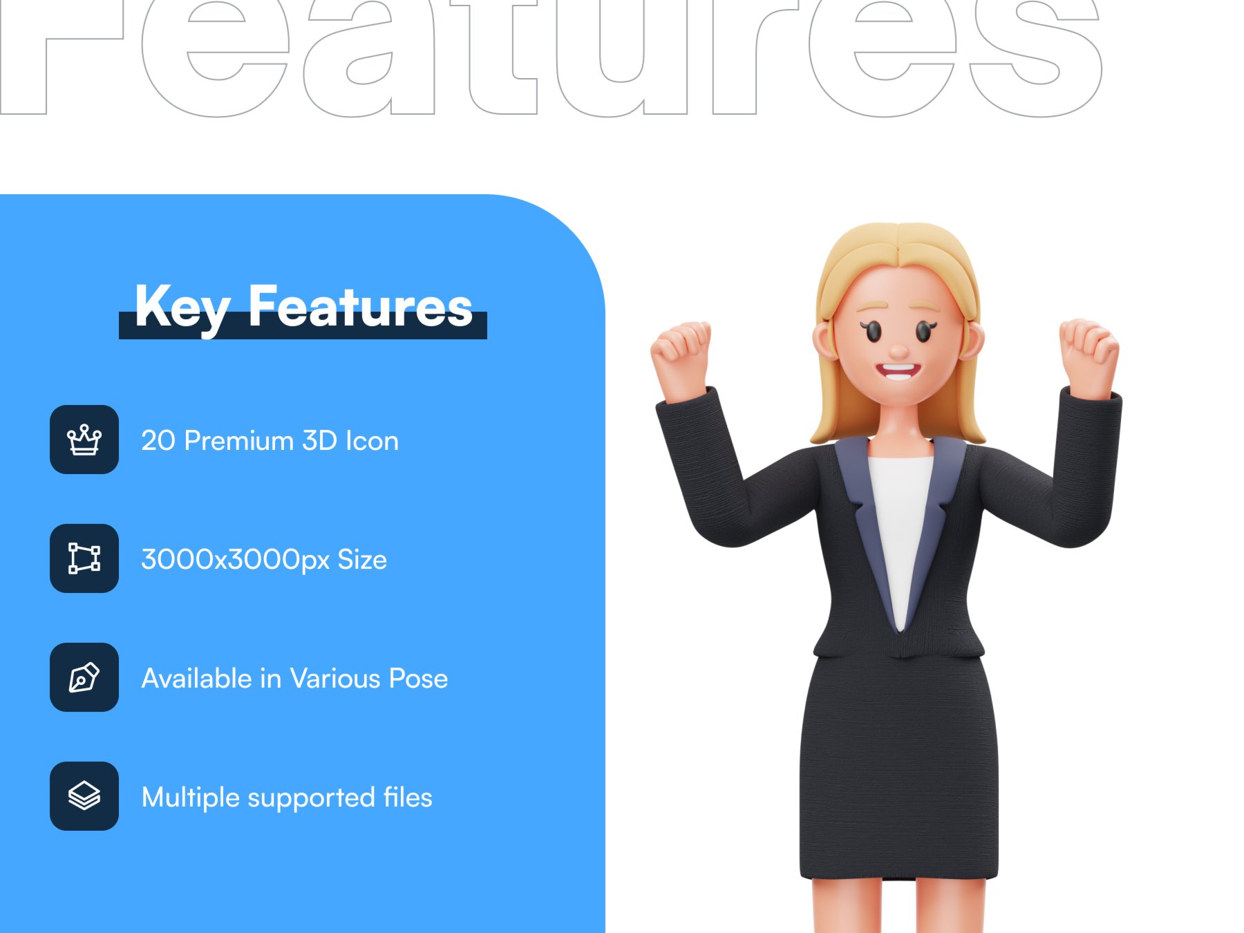20款商务女性人物角色3D模型 Business Woman 3D Character .blend .fbx .obj .png素材