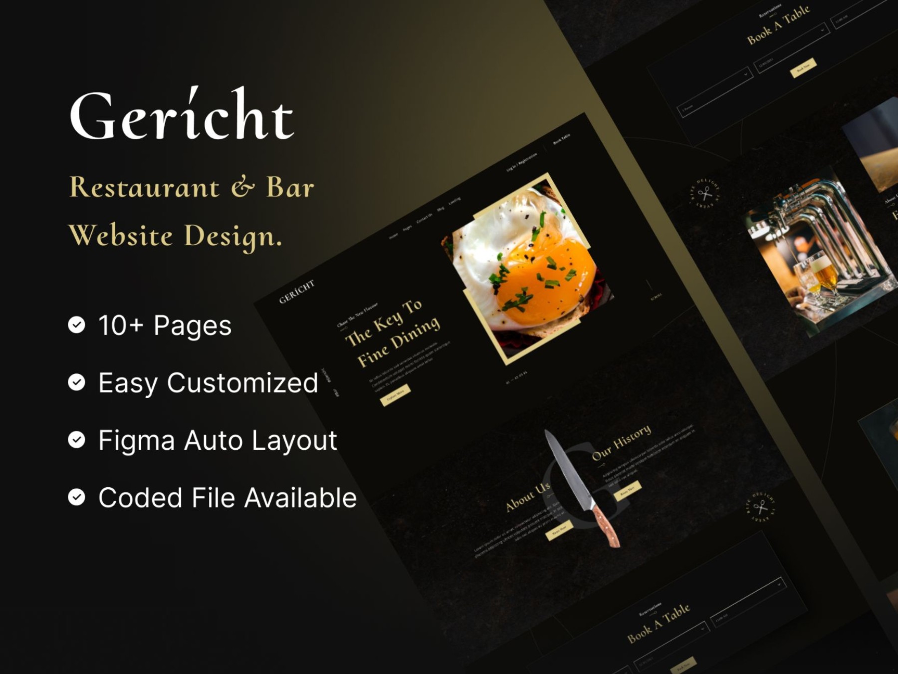 暗色系美食餐饮官网网站设计WEB UI界面设计 .fig素材