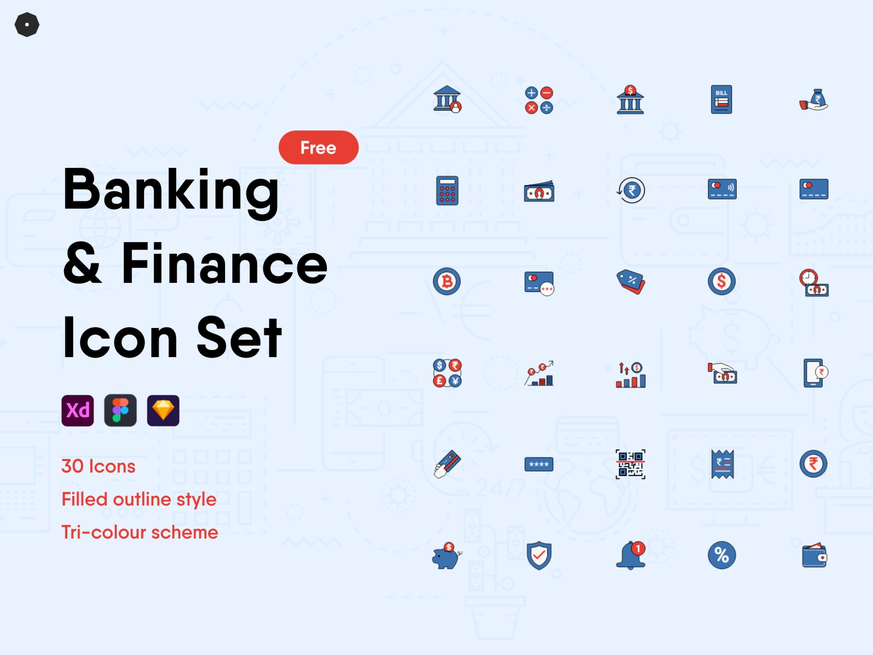 30个银行金融线性面性多色图标icon .svg .png素材