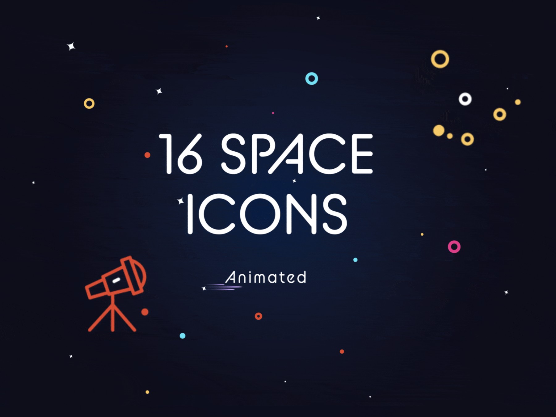 一组16个太空空间航空矢量线性动画图标icon .ai .svg .fig .aep .json素材