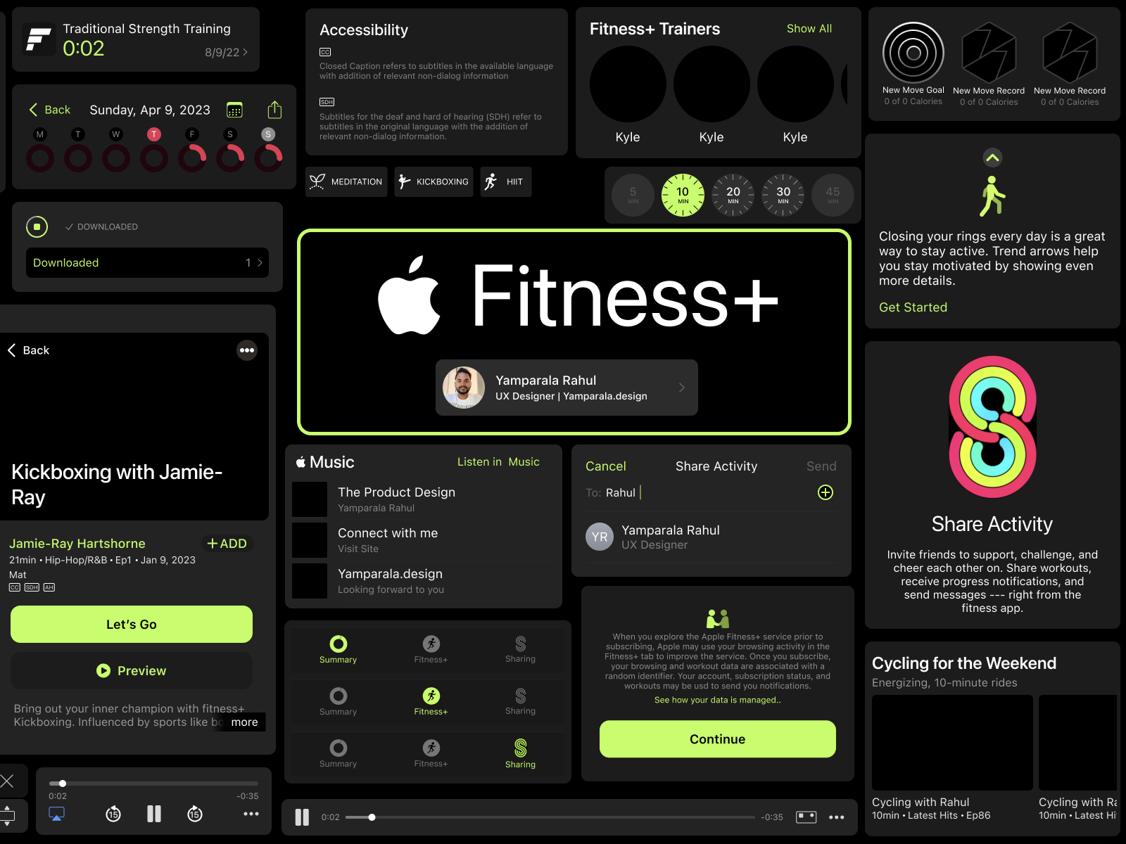 暗色系苹果健身Apple Fitness APP UI界面设计 .fig素材