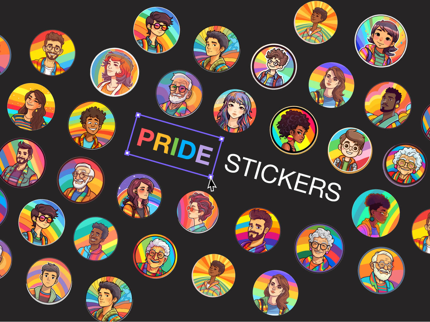 55款人物头像游戏设备表情贴纸矢量插画pride stickers .fig素材