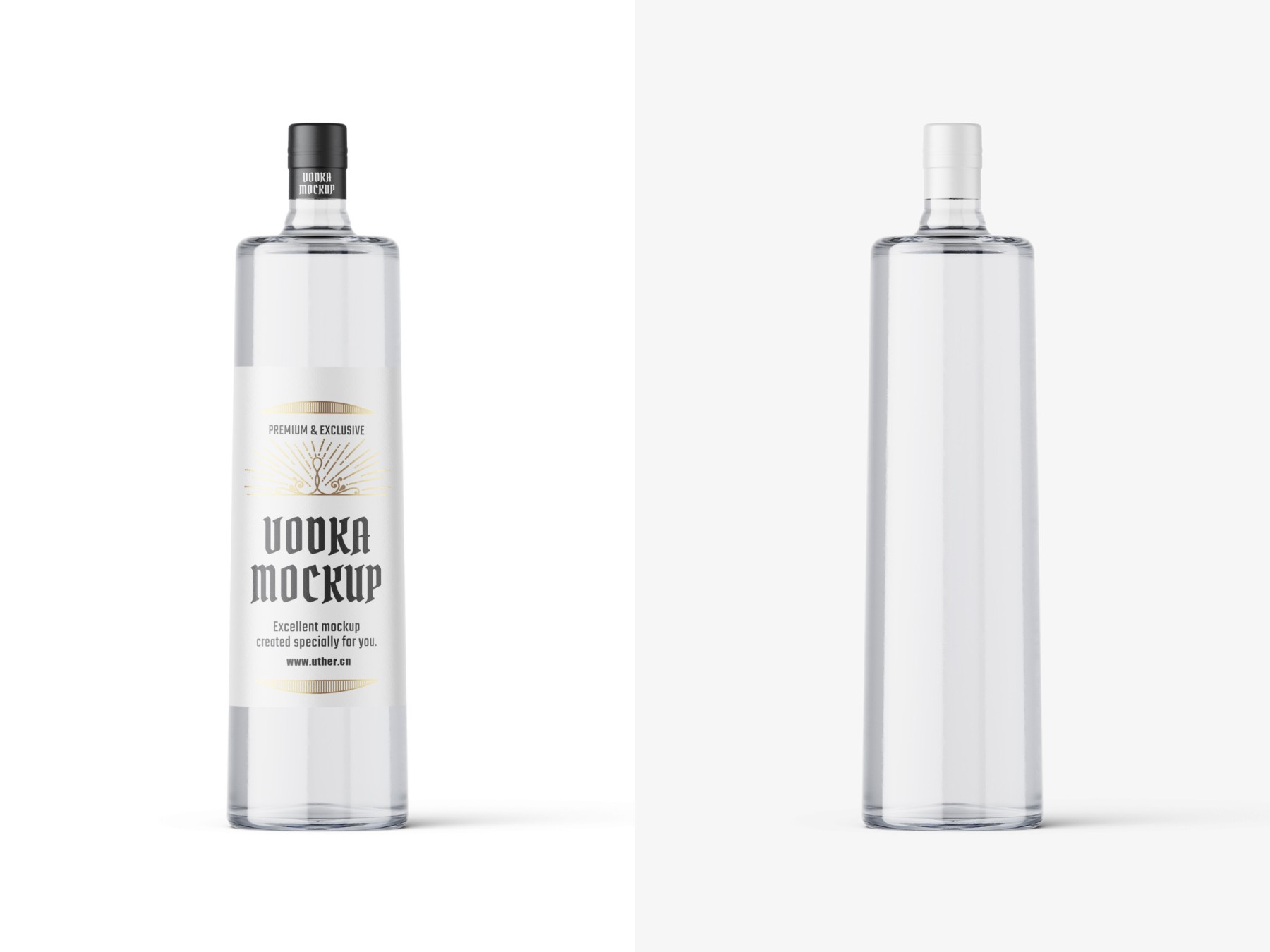 高质量伏特加白酒酒瓶样机模型Vodka Bottle Mockup .psd素材