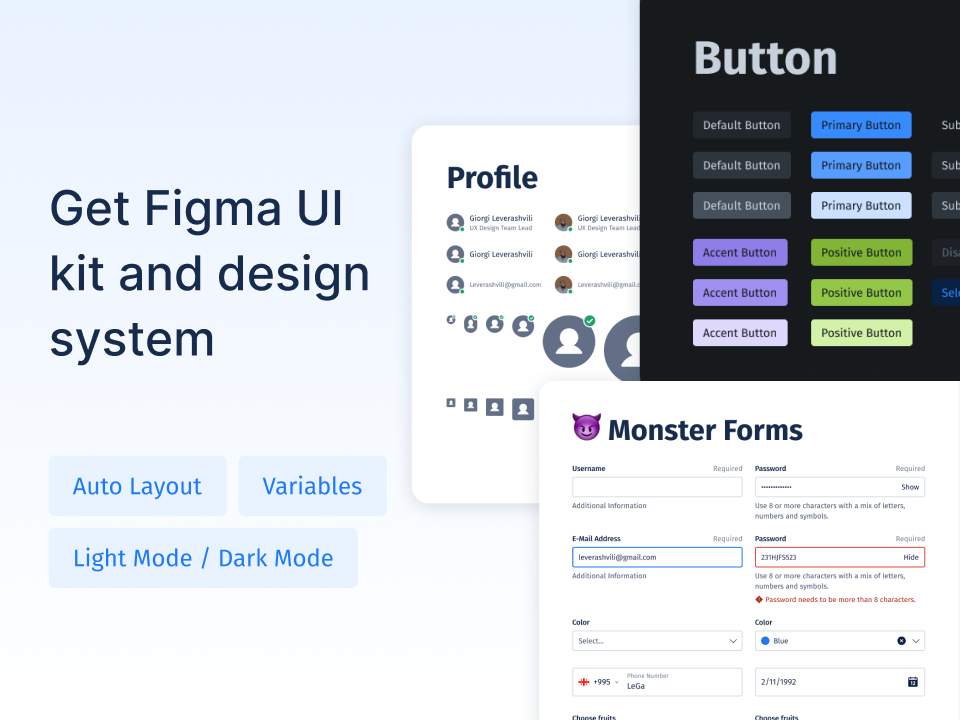 明暗两套简洁UI设计系统UI组件工具包UI KIT .fig素材
