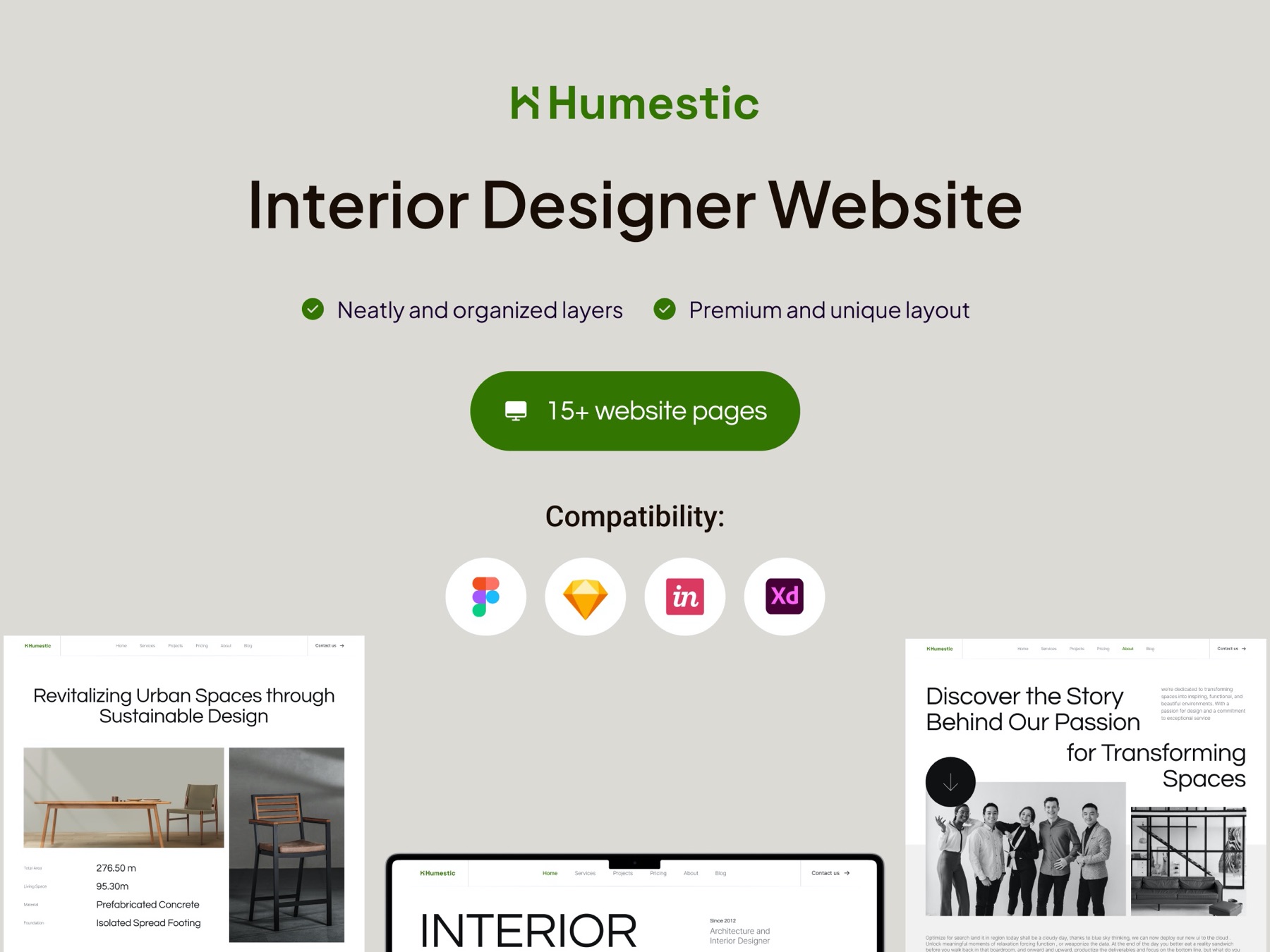 极简大气室内设计公司工作室官网网站设计WEB UI界面设计 .sketch .xd .fig .studio素材